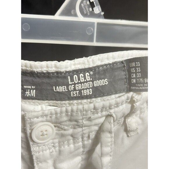 L.O.G.G & H+M Mens 33 Cotton Linen Drawstring Vacation Beach Relax Pants - Picture 6 of 11